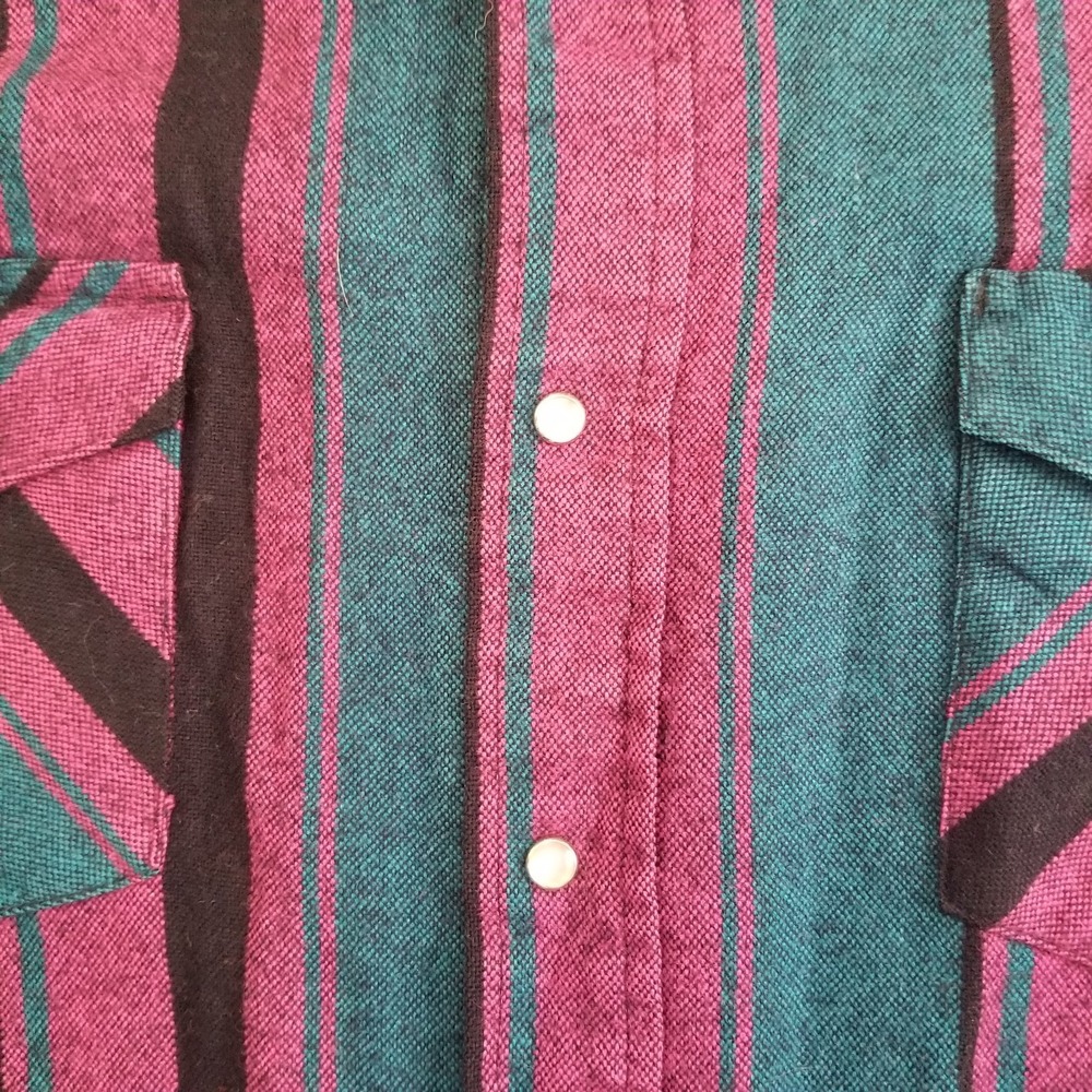 VTG Karman Shirt Mens Large Striped Pearl Snap Western Cowboy 90s Brushpopper - Picture 3 of 8